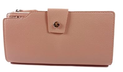 Surbhi Womens Leather Long Bi-Fold Wallet with Strap(Pink)