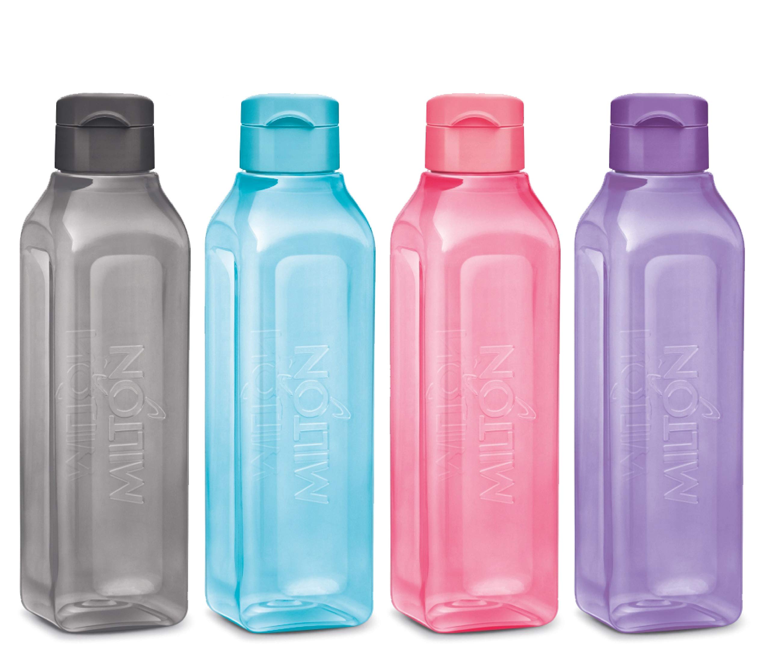 Photo 1 of MILTON Sports Water Bottle Square Juice Box 4 Set 32 oz. Great for Juices Milk Smoothies Plastic Wide-Mouth Reusable Leak Proof Drink Bottle/Carton for School Bags Lunch Boxes Gym Flip Lid -BPA Free