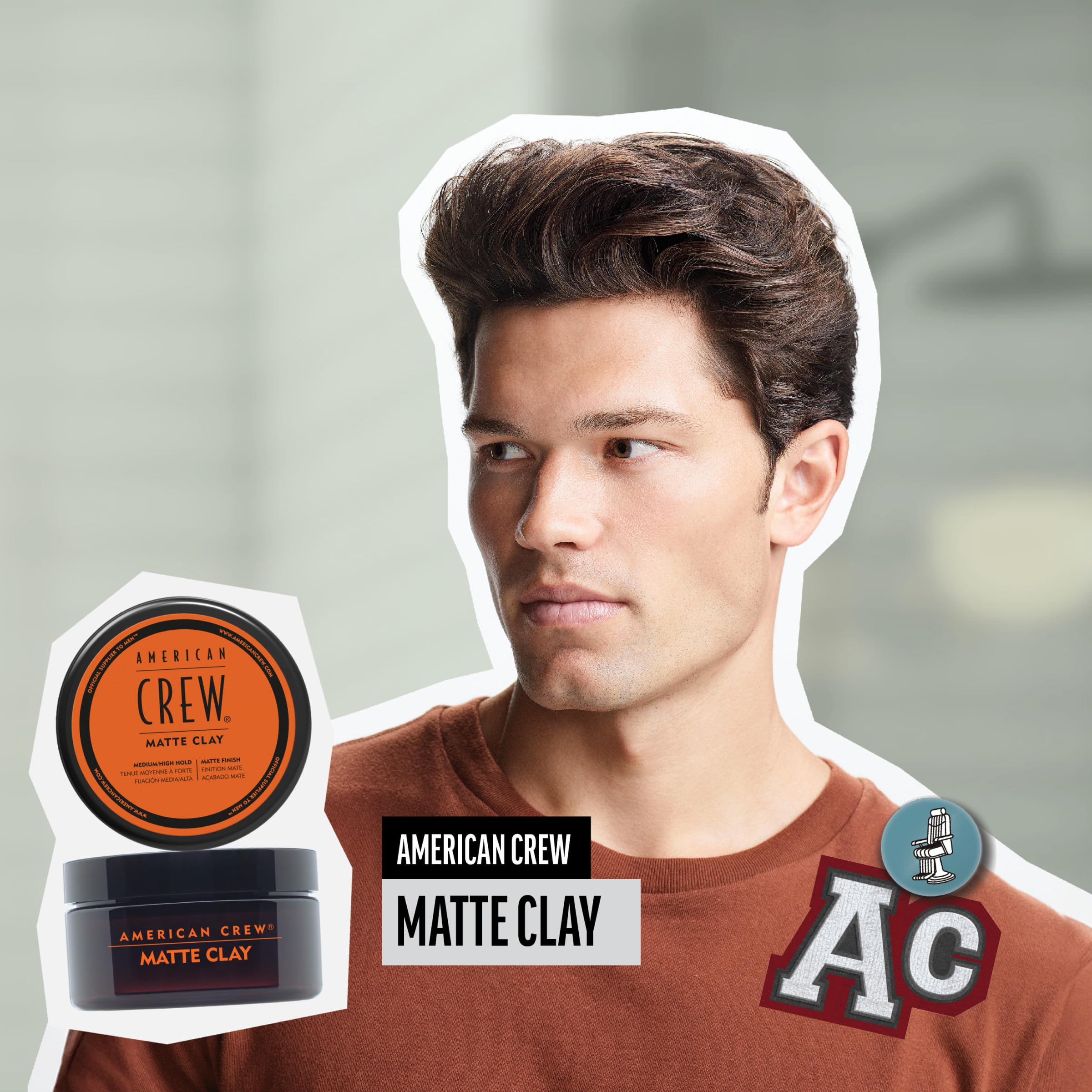 AMERICAN CREW Men's Hair Matte Clay, Like Hair Gel with Medium/High Hold, 3 oz