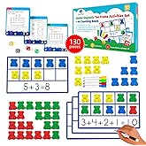 130 PCS Jumbo Magnetic Ten Frames Activity Set with Counting Bears, Math Manipulatives for Kindergarten, PreK, Preschool, Counting Bears Class Set, Math Counters Games for Kids, Homeschool Supplies