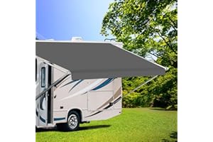 Dulepax RV Awning Fabric Replacement(20.2ft Fabric) Heavy Duty 14oz Vinyl Fabric Awning for Camper, Universal Camper Awning Replacement for All Trailer Awning Brands Grey