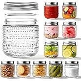 FULGNU 8 oz Mason Jars With Lids,12 Packs Small Mason Jars, Half Pint Glass Canning Jars for Jams, Jelly, Sauces, Desserts, chia pudding, Pickle, Gift
