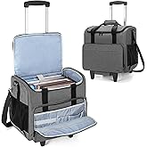 Trunab Rolling Teacher Bag, Teacher Tote Bag with Bottom Pad and Detachable Trolley, Wheeled Teacher Bag with Padded Sleeves Holds up to 15.6” Laptop