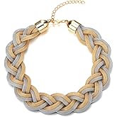 Statement Necklace, Braided Hollow Cable Large Bib Choker Collar, Dress Prom