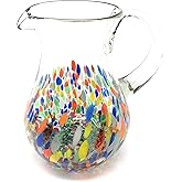 Mexican Hand Blown Glass Pitcher – Confetti Carmen Design (84 oz)