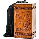 Lunirith Wooden Urns for Human Ashes Adult - Hummingbird Urn,250 lbs,Decorative Urns Box and Cremation Box for Men Women,Cremation Urns for Funeral