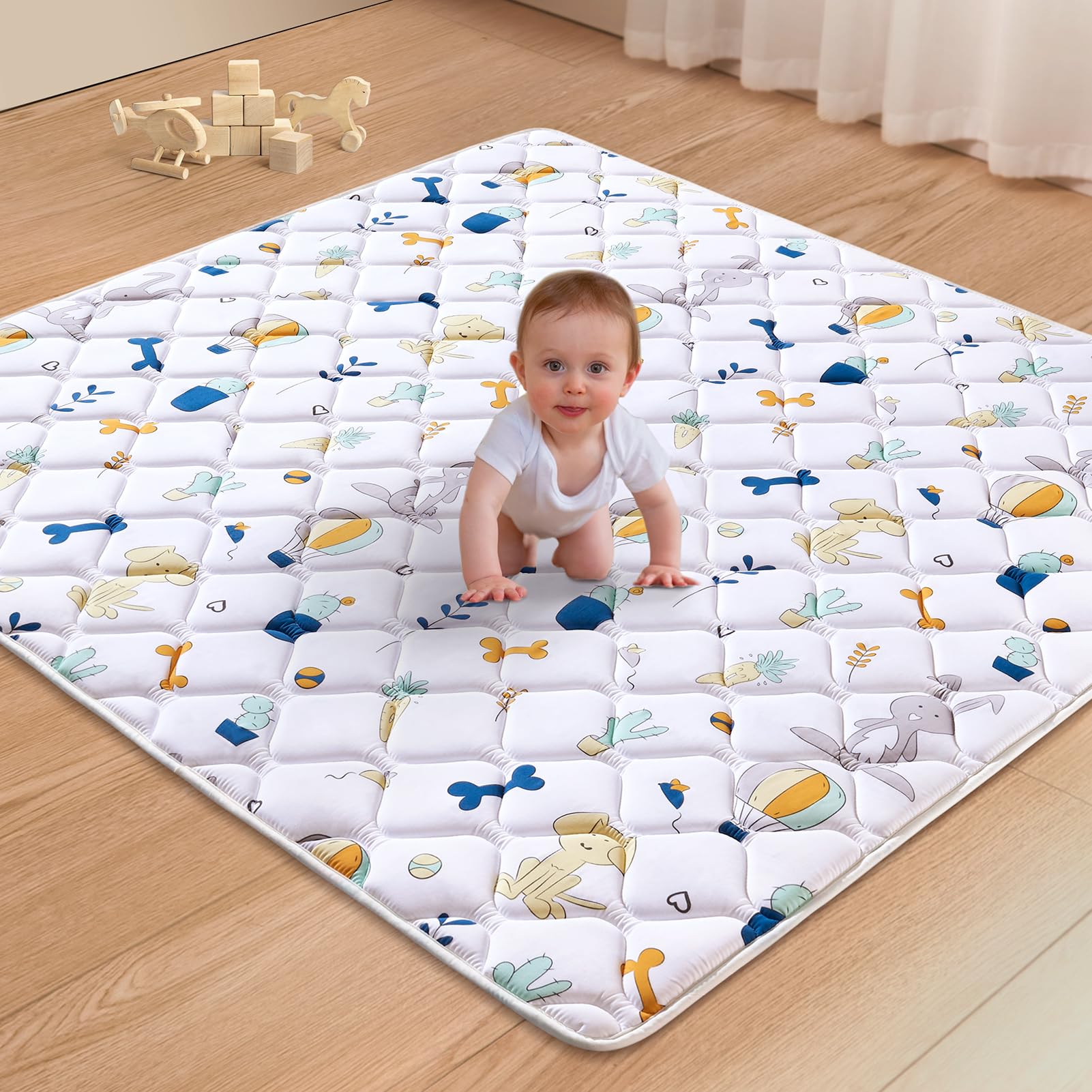 Photo 1 of Premium Foam Baby Play Mat 50" X 50", Thicken One-Piece Crawling Mat, Non-Slip Cushioned Activity PlayMats for Infants, Babies, Toddlers, Play & Tummy Time