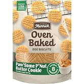 Merrick Oven Baked Paw'Some P'Nut Butter Coookie Dog Treats 11 oz Bag | Oven Baked wheat free dog treats are hand crafted in small batches. Made with real Peanut Butter and only 8 ingredients