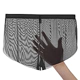 JINSHI Men's Mesh See Through Boxers Sexy Silk