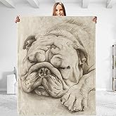 dhakalrlde for Classic Bulldog Sketch Flannel Throw Blanket–Soft, Comfy & Warm, Lightweight Plush, Fuzzy Anti-Pilling Fabric, Ideal for Couch, Bedroom, Travel, Living Room 50in×60in