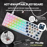 RK ROYAL KLUDGE RK61 QMK VIA 60% Mechanical Keyboard Red Switch White US Layout view 4