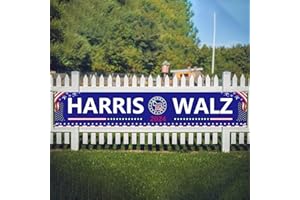 QIYEYEYE Kamala Harris Tim Walz 2024 Banner,8.2Ftx19.7In Harris Waltz Flag For President 2024 Long Flag Political Voted For Democratic Harris Waltz Yard Sign Outdoor Garden Fence Lawn Parade Rally Decorations