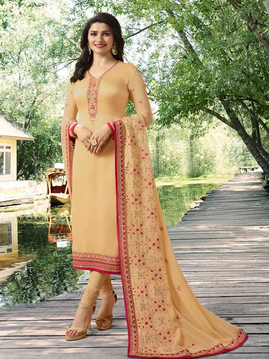 stylish fashion prachi desai yellow embroidered straight designer salwar suit