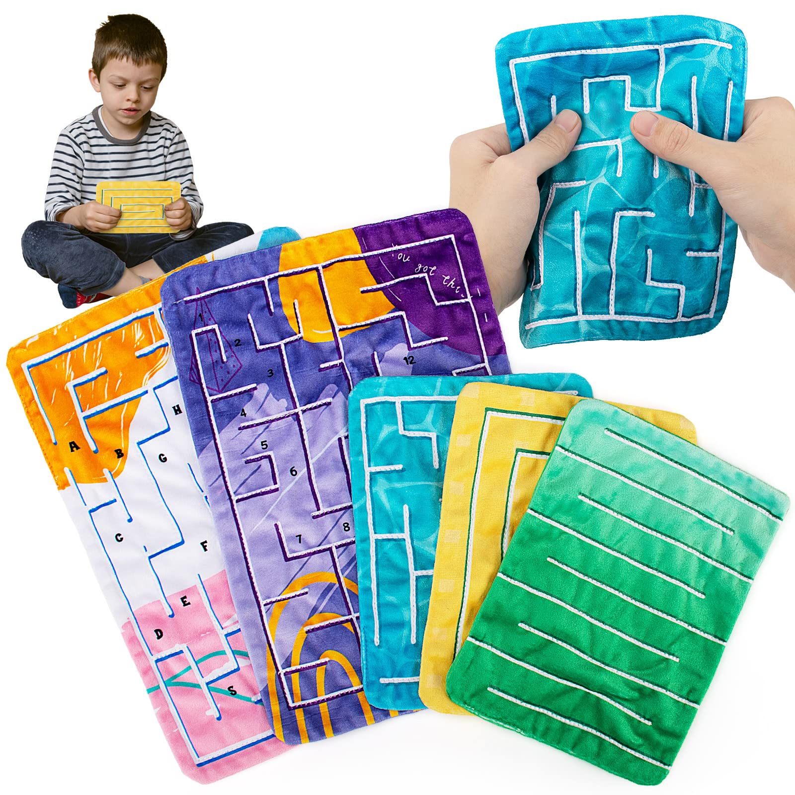 Photo 1 of 5 Pcs Marble Maze Mat Sensory Fidget Stress Relief Toys,Sensory Mat Anxiety Calming Toys,Tactile Sensory Toys for Kids Adults Teens Autism with Special Needs School Classroom Home Supplies,2 Sizes