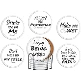 Funny Coaster, Ceramic, Set of 6, with Gift Box, Absorbent with Cork Base, Home Decor for Family, Housewarming, Thanksgiving, Birthday, Christmas