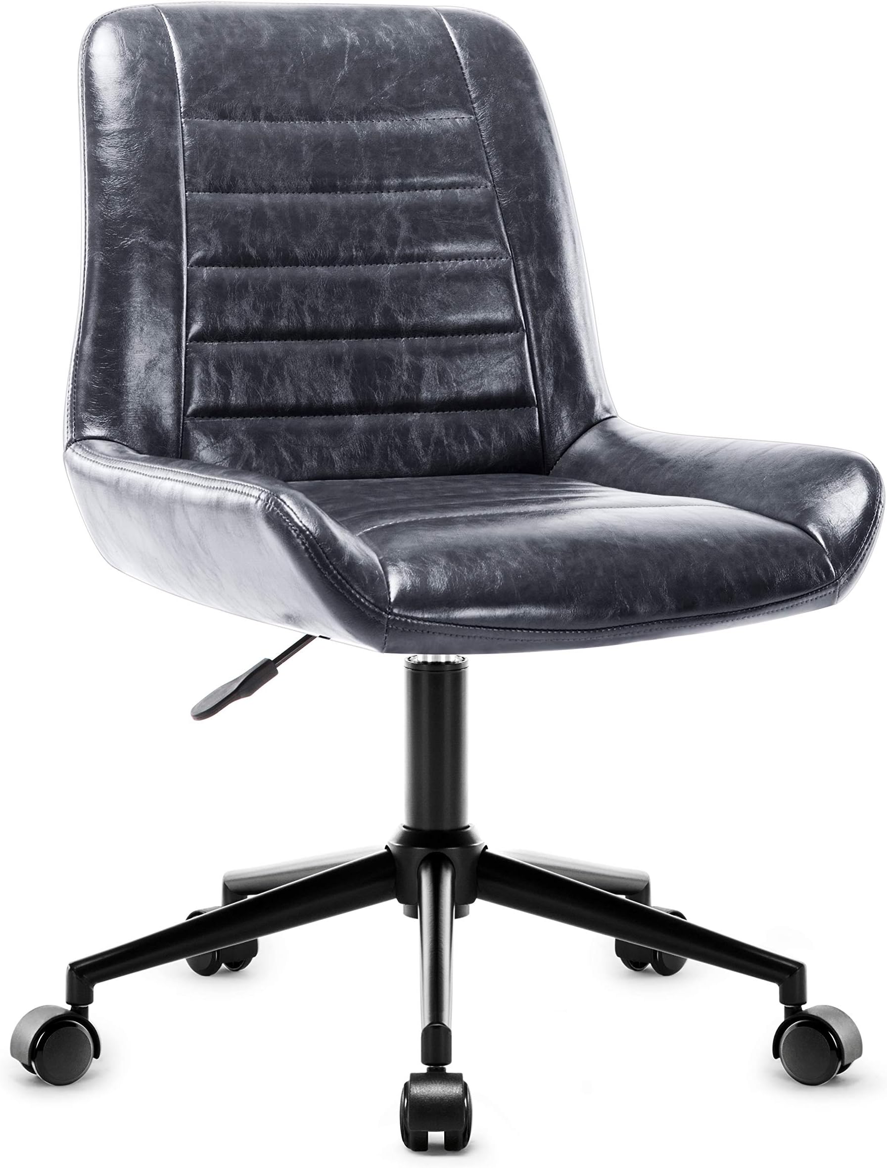 Amoiu Mid-Back Office Task Desk Chair for Bedroom, Contemporary Swivel Executive Chair, Faux Leather Dining Chair