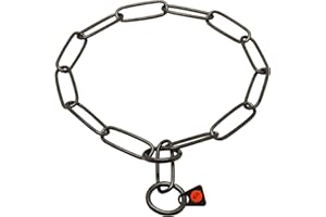 Herm Sprenger Black Stainless Steel Collar 51506 (57) - Long Link Fur Saver 1/9 inch (3 mm) - Size 24 inch (62 cm) for Dogs w