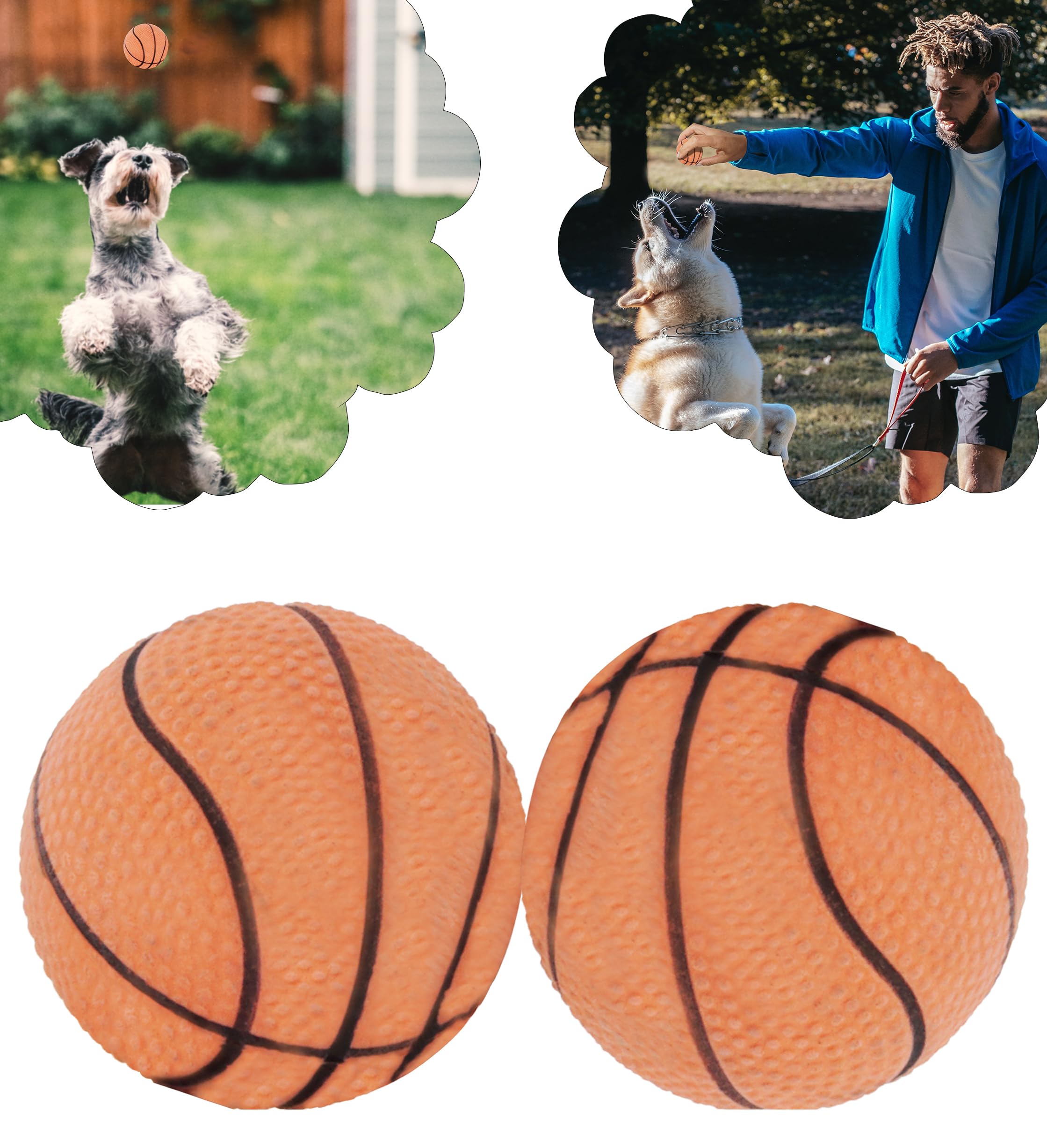 HOVUK 2x Basketball Dog Play Balls 5.5cm | Durable Fetch Balls for Strong Chewers, Non-Toxic Kick & Fetch Toys for Dogs | Dog Toys for Active Play