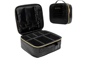 CARRYWELL |Not Made In China| Makeup Bag Travel Case, Train Case for Cosmetics, Portable Beauty Organizer, Cosmetic Storage Bag With Adjustable Dividers For Make Up and Brushes