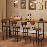 HOOBRO Bar Stools Set of 2 with Backs Rustic Brown EBF32BY01G1 view 2