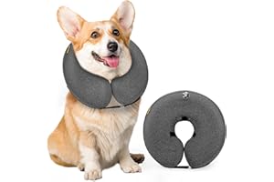 WONDAY Dog Cones for Small Medium Large Dogs, Soft Cone for Dogs After Surgery Inflatable Dog Cone Alternative Recovery Donut Collar (Grey, S-Neck:8"-11")