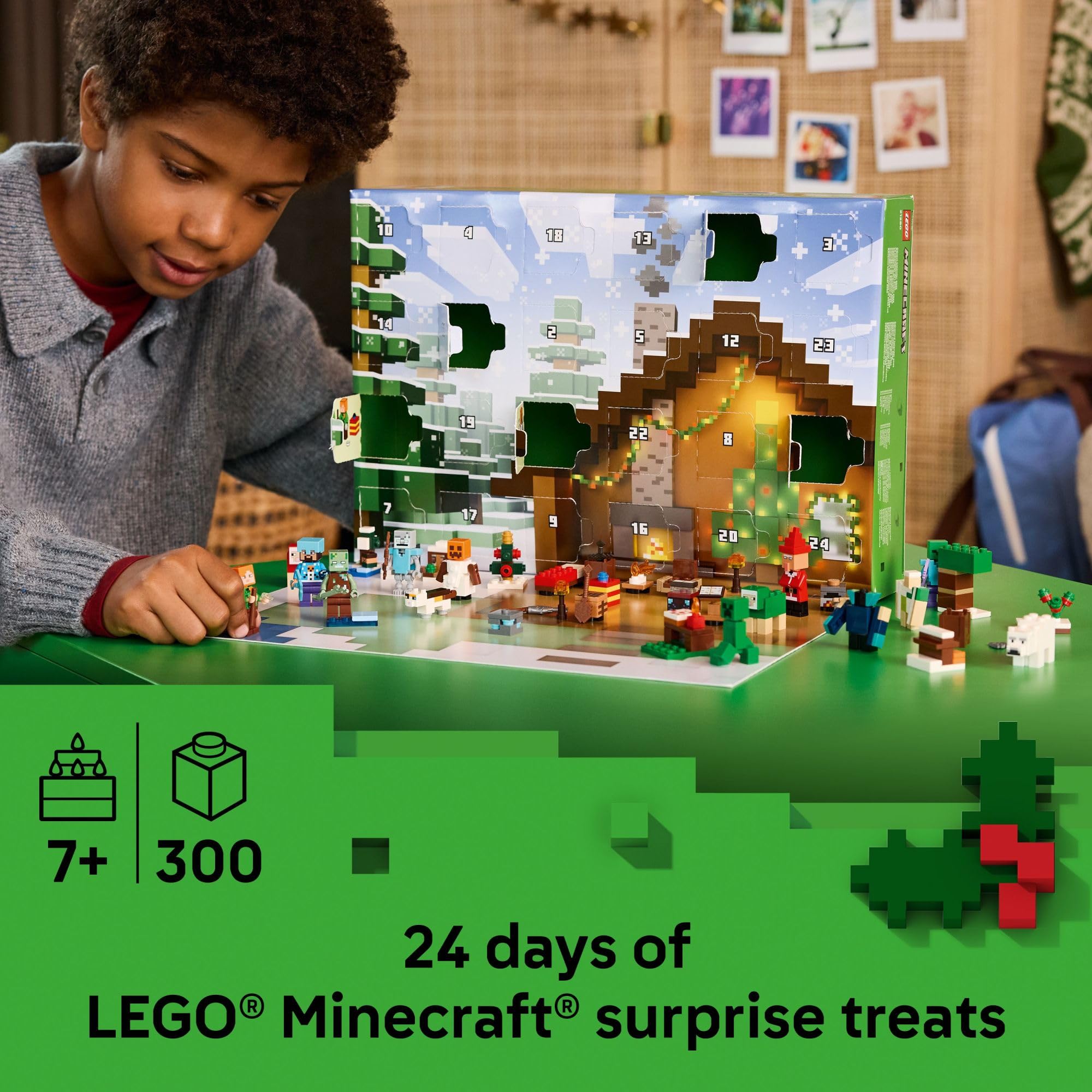 LEGO Minecraft Advent Calendar 2025 Building Toy - Kids Holiday Countdown Set for Boys & Girls, Ages 7+ - 24 Buildable Surprises & 8 Minifigures for Gamers - Collectible Gift for Christmas - 21280
