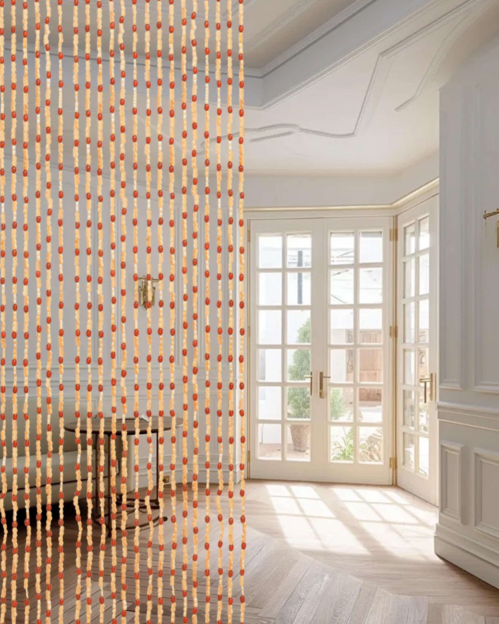 Ezcasch 90x200cm Bamboo Beaded Door Curtain - 45 Strands Bead Curtain For Doorway- Retro Handmade Natural Wood Curtain Fly Screens For Doors