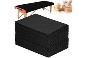 URALILI 50 PCS 31" X 79"Thick Soft Massage Table Sheets Sets Disposable SPA Bed Sheets Non Woven Fabric Lash Bed Cover (Black)