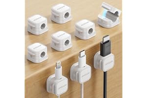 9 Pack Magnetic Cable Clips [Cable Smooth Adjustable] Cord Holder, Under Desk Cable Management, JOYROOM Adhesive Wire Holder Keeper Organizer for Home Office Desk Phone Car Wall Desktop Nightstand