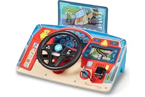 Melissa & Doug PAW Patrol Rescue Mission Wooden Dashboard – Interactive Steering Wheel Toy for Pretend Play Driving, with Lights & Sounds, PAW Patrol Toddler Toys for Kids Ages 3+
