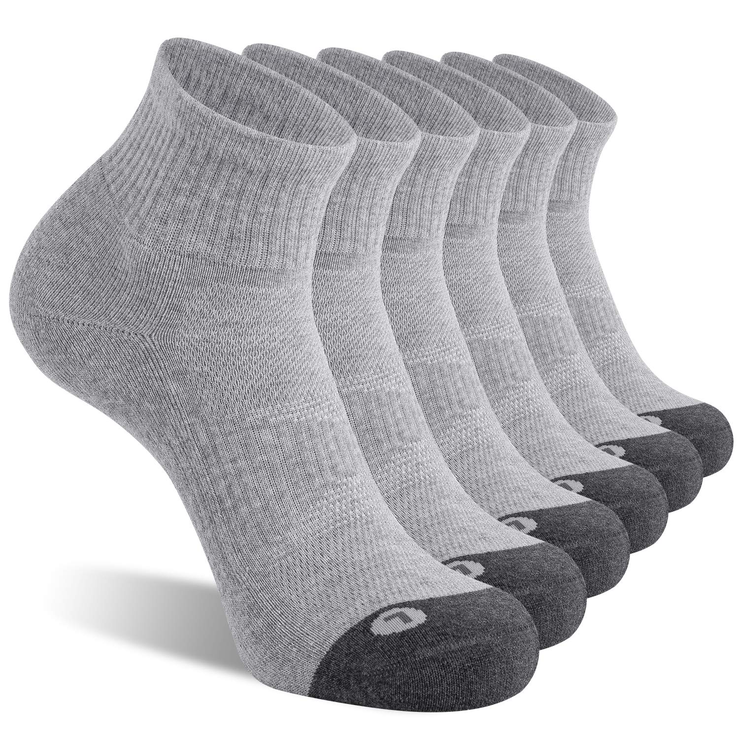 Photo 1 of FITRELL 6 Pack Men's Athletic Ankle Socks Cushioned Sports Running Socks, Shoe Size 7-9, Grey