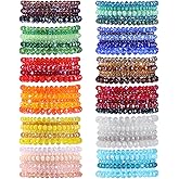 LEGENTLISUR 70 PCS Beaded Bracelets Crystal Stackable Bracelets for Women Elastic Stretch Bracelets Bulk Faceted Colorful Glass Bead Bracelets Jewelry Gifts