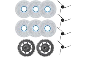 CLEANGELA Mop Cloths With Replacement Holder Compatible with DREAME X50 Ultra S50/S50 Ultra/S50 Pro L50 Ultra Robot Vacuum Phase Change Energy Storage Cloth & Wiping Plates 6 Mop Pad, 2 Pad Plate, 4 Side Brush