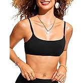 CRZ YOGA A-C Scoop Neck Bikini Tops for Women - Padded Adjustable Bathing Swimsuit Spaghetti Straps Swim Sports Bra
