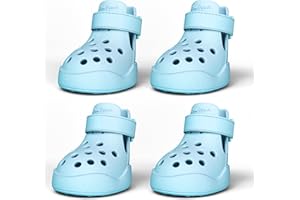 PawPosh Dog Shoes: Non-Slip Waterproof Sandals for Hot Pavement & Winter, Breathable Perforated Boots, Large/Medium/Small Sizes, Ideal Paw Protector for Dogs, Outdoor Clog Booties (Sky Blue, Large)