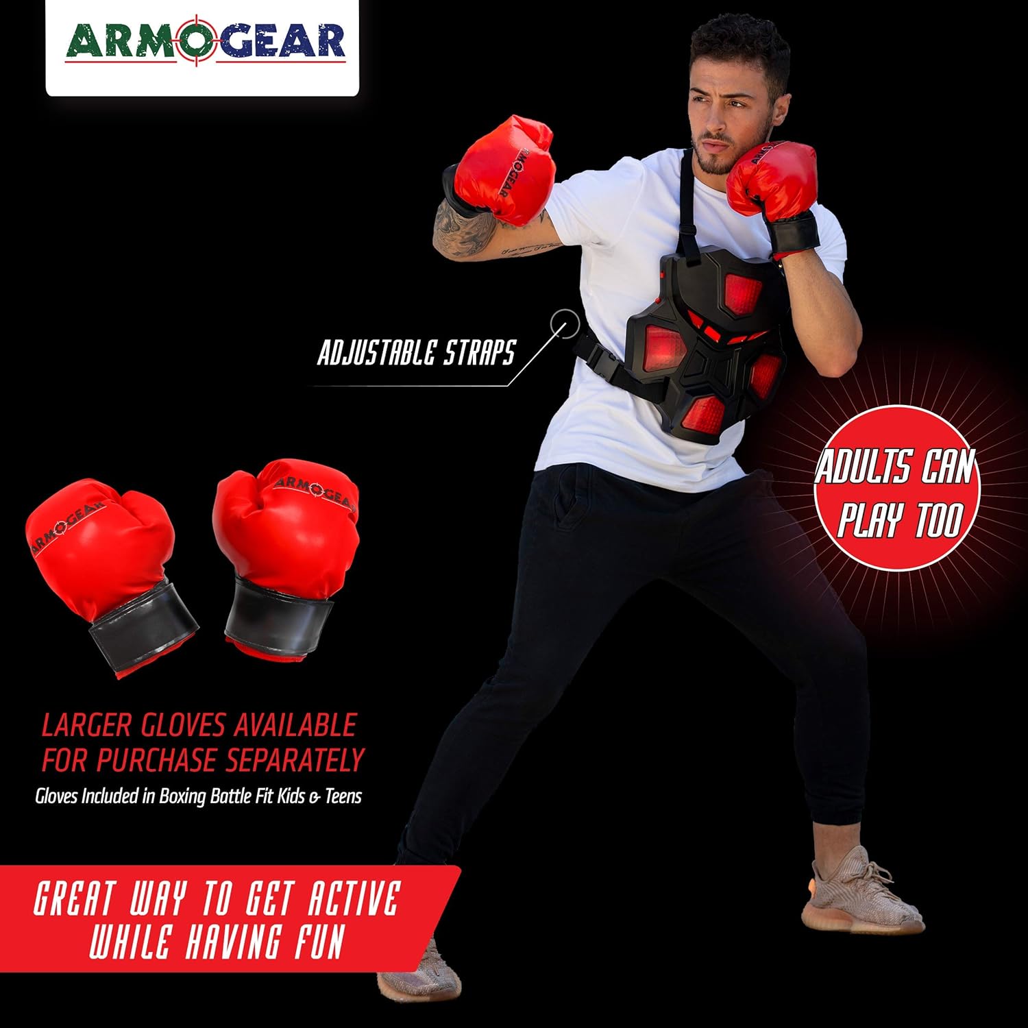 ArmoGear Electronic Boxing Toy for Kids | Interactive Boxing Game with 3 Play Modes, Includes 2 Pairs Boxing Gloves | Cool Toy for Teen Boys | Sports Toy for Kids Boys & Girls, Ages 8 Years +: Toys & Games