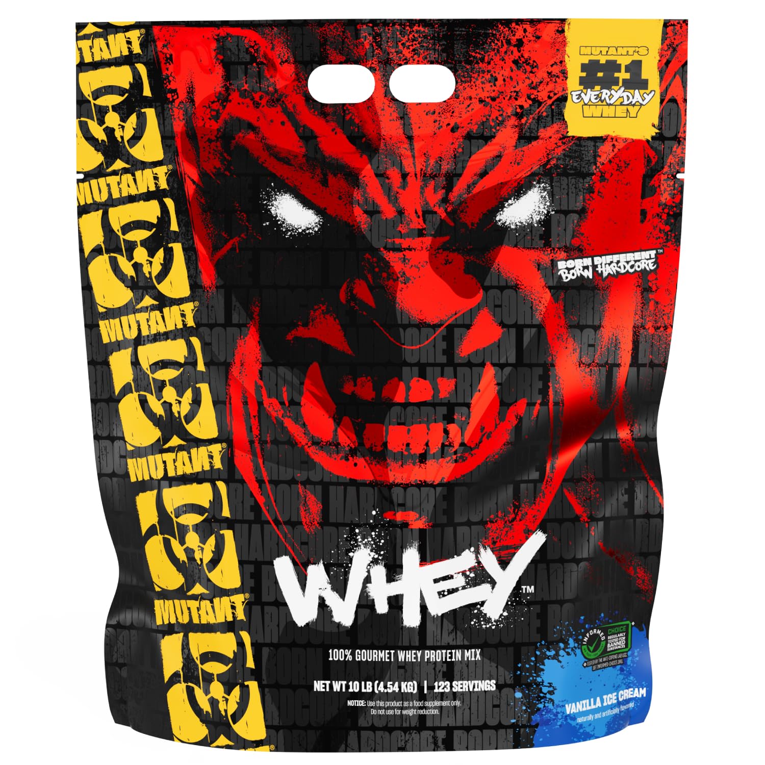 Mutant Whey – 100% Whey Protein Powder, Gourmet Taste, 22g of Protein, 10.4 g EAAs, 5 g BCAAs, Fast Absorbing, Easy Digesting- 4.54 kg - Vanilla Ice Cream