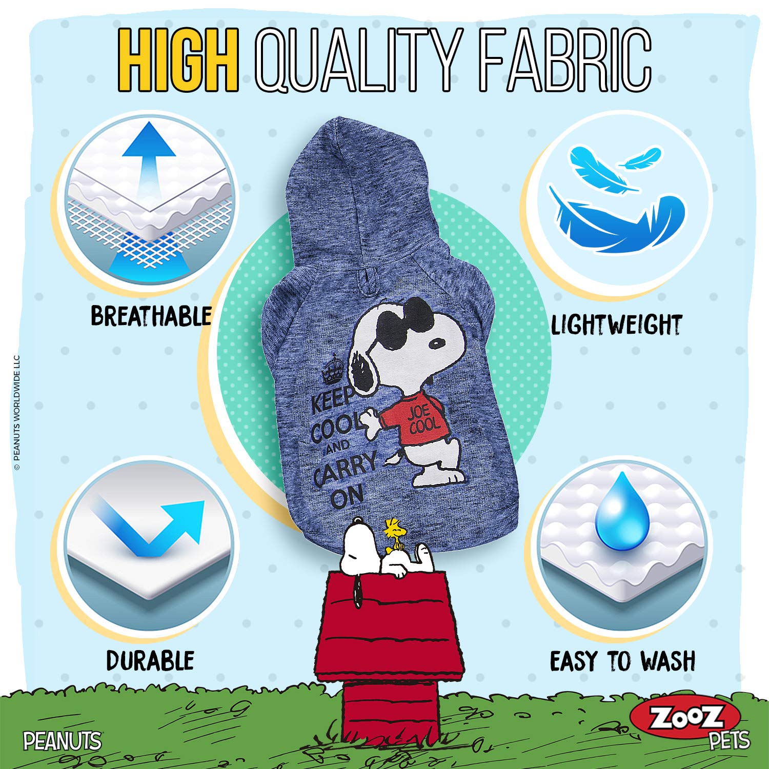 Zooz Pets Snoopy Dog Hoodie Light Sweatshirt For Dogs Cats