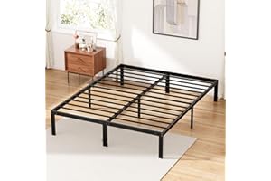 DUMOS Bed Frame - Queen Size Metal Platform Bed Frames Mattress Foundation with Steel Slat Support, No Box Spring Needed, Storage Space Under Base, Easy Assembly, Black