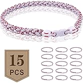 bimebifu 15-Pack Baseball Necklaces for Boys, 18 Inch Braided Baseball Necklace with Ideal Team Gifts & Baseball Party Favors, Multi-Color Sport Rope Necklace