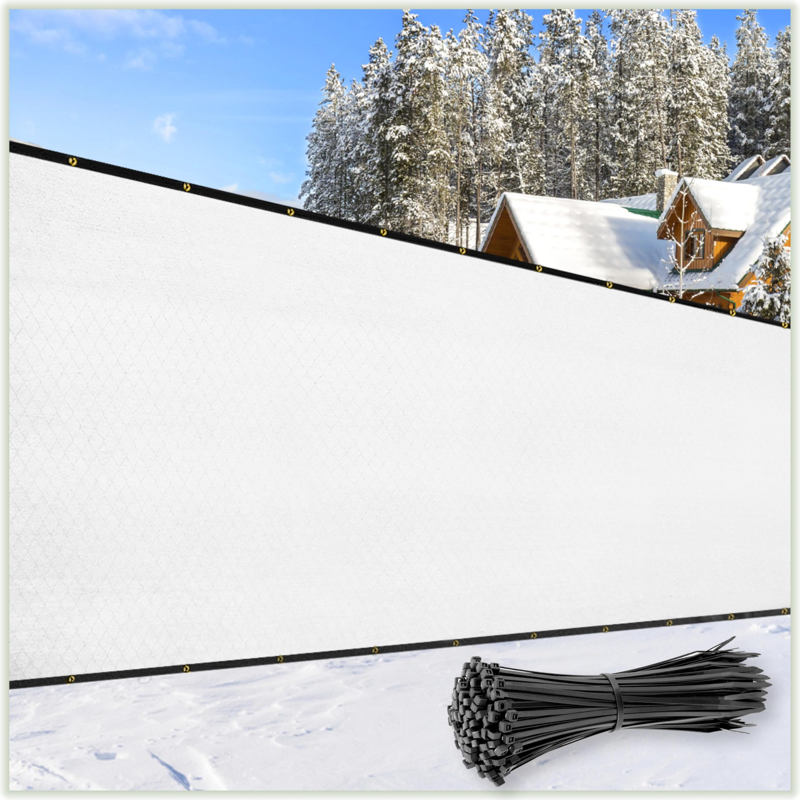 ColourTree Customized Size 6' Black and White Fence Screen Privacy Screen Heavy Duty Cable Zip Ties Included Image