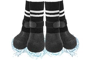 SCENEREAL Anti Slip Dog Boots & Shoes for Hot/Cold Pavement to Prevent Licking, Waterproof Dog Socks Paw Protectors for Small Medium Large Dogs, Traction Control on Hardwood Floor for Senior Dog, L