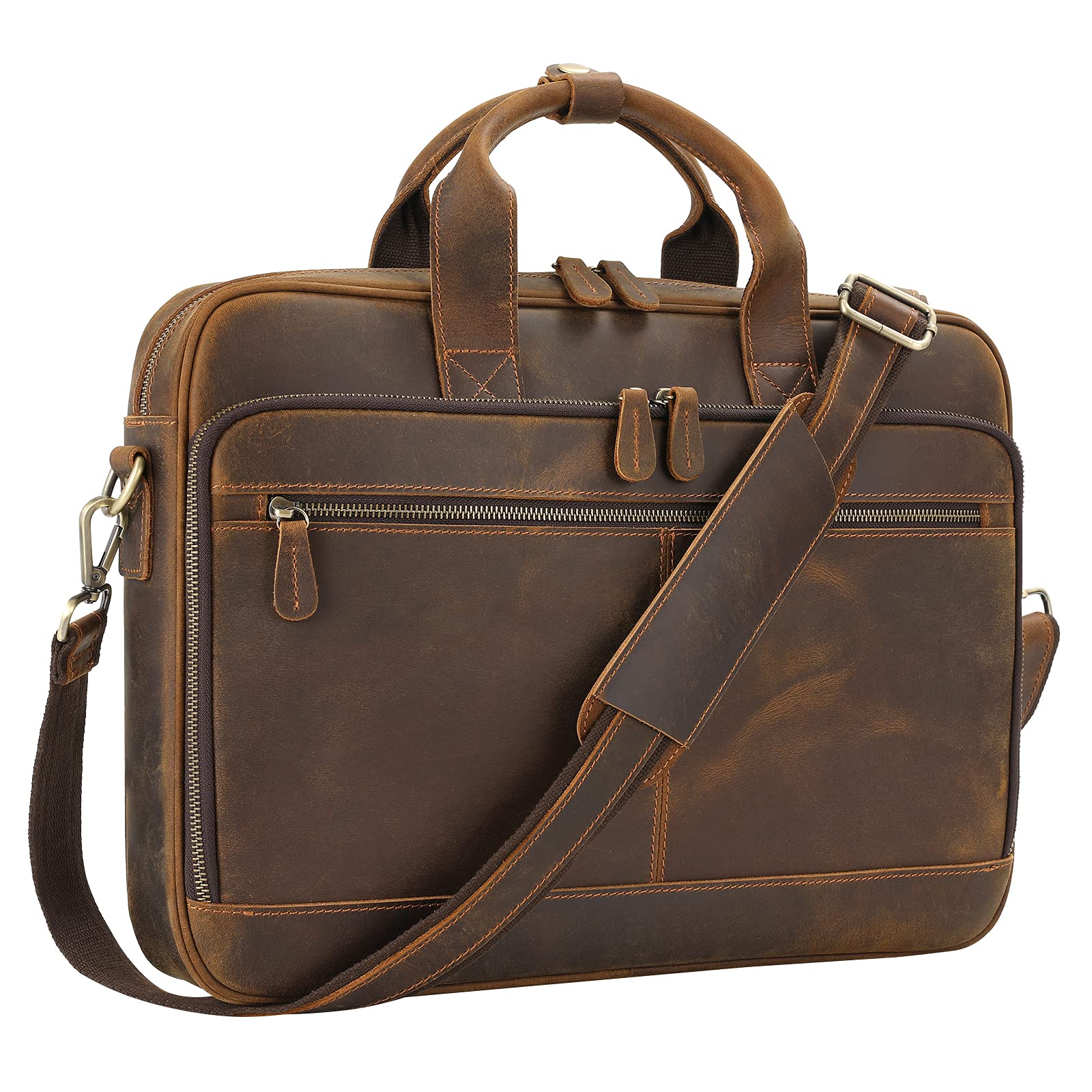 Photo 1 of (see images for damage) Jack&Chris Leather Briefcases for Men,Mens Laptop Messenger Bag Satchel Shoulder Bag