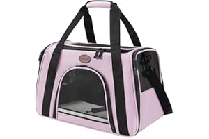 ROSEBB Cat Carrier Dog Carrier Pet Carriers for Medium Small Cats Dogs Puppies up to 15 Lbs,TSA Airline Approved Small Dog Cat Carriers Soft Sided,Collapsible Travel Puppy Carrier (Pink, Medium)