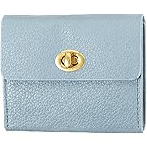 PATIKIL Small Leather Wallets for Women with Metal Buckle, Stylish Card Holder Wallet Card Case Coin Purse for Cash Business Men and Women, Blue