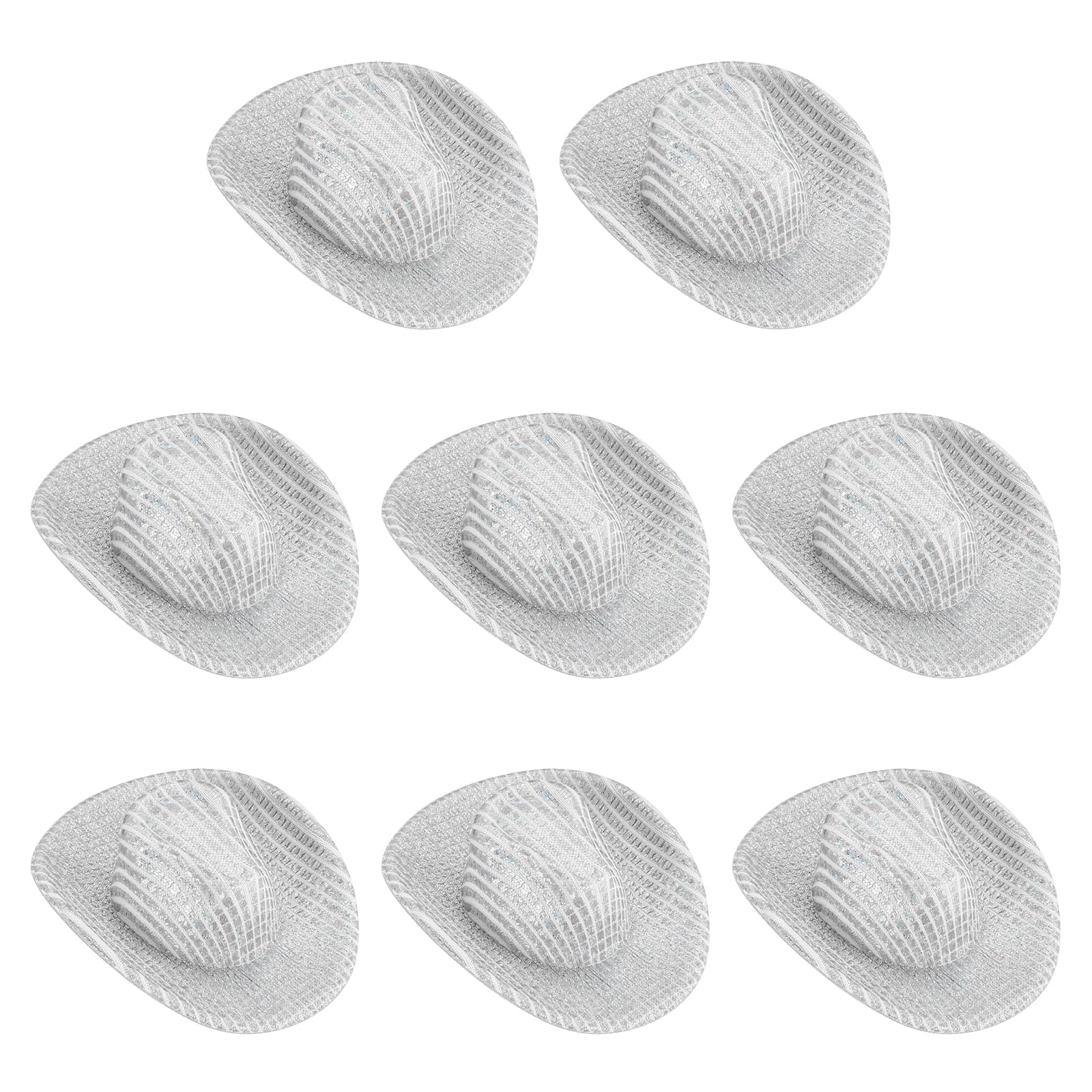 PATIKIL Mini Cowboy Hats, 8 Pcs Miniature Western Cowboy Hat for Crafts, Party Decoration, Doll Pet Dress Up, Small Square Style, White
