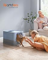 Feandrea Hidden Cat Litter Box with Hood Slide-Out Tray Pale Blue view 2
