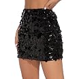 GUANYY Sequin Skirt for Women-Stretchy Bodycon Night Out Party Shine Sparkly Mini Skirts