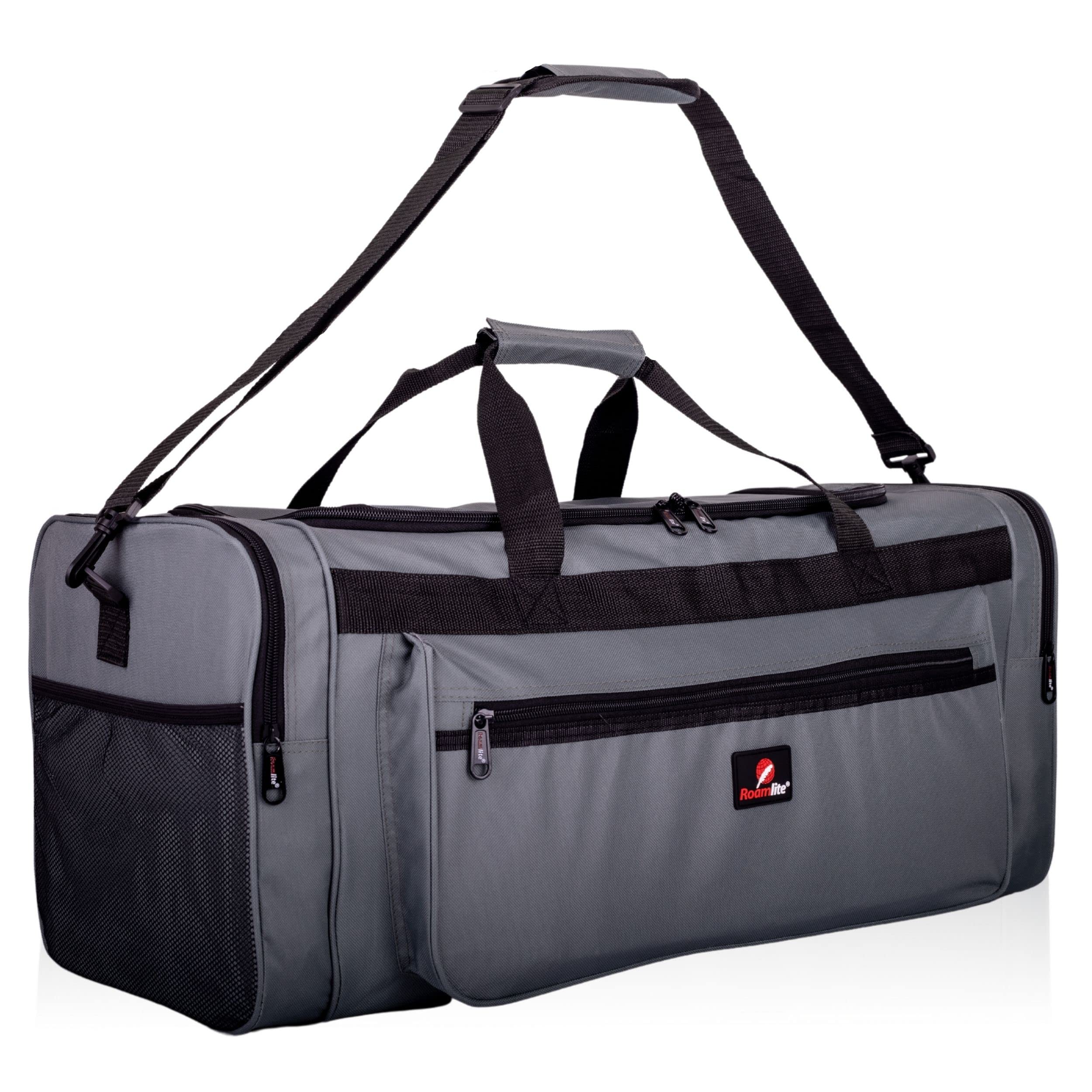 Roamlite Sports Duffle Holdall - Gym Kit-Bags for Training - Multiple Pockets, Water-Resistant - L55cm xH31 xW31-50 Litre RL57GY - (Medium, Grey)