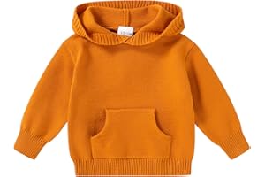 YOUNGER STAR Toddler Baby Girl Boy Knit Sweater Hooded Long Sleeve Sweatshirt Tops Fall Winter Clothes with Pocket